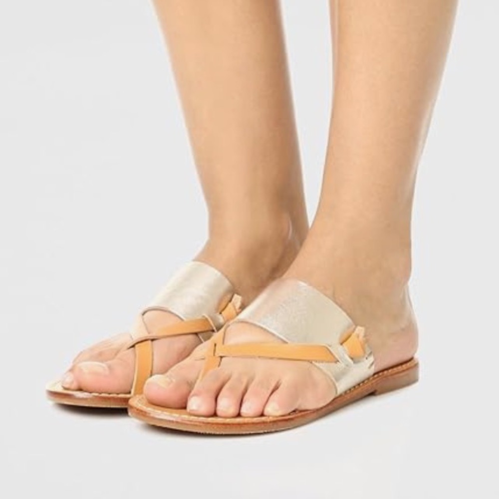 NWT Soludos Womens Slotted Thong Sandal Metallic Size 5.5